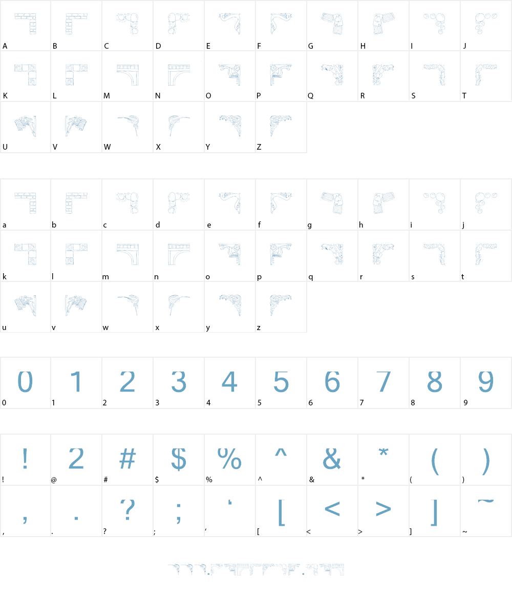 KR Corners Font Character